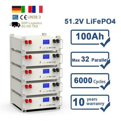 10 lat gwarancji 51.2V 5Kwh ładowalna bateria litowo-jonowa 100Ah LiFePO4